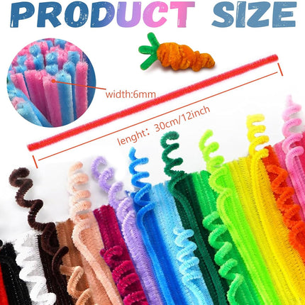 200Pcs Pipe Cleaners Craft Set, 20 Colors Chenille Stems, DIY Kids Craft Supplies