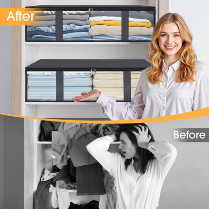3 Pack 40L Under Bed Storage Bags Clear Window Clothes Blanket Organizer