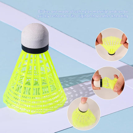 12 Pack Nylon Badminton Shuttlecocks, Durable Birdies for Indoor & Outdoor Training