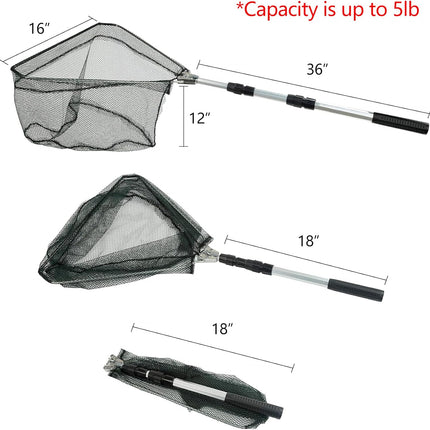 Fishing Landing Net with Telescopic Handle, Extendable 40-63in for Fishing