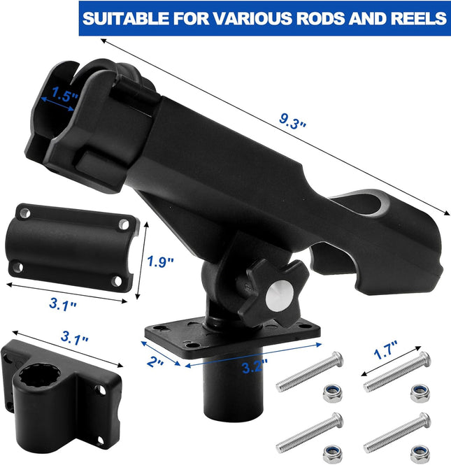 2-Pack Fishing Rod Holders with Adjustable Combo Mount, Black Finish