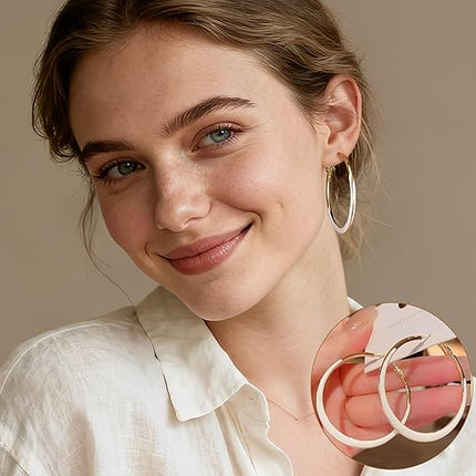 12 Pairs Large Gold Hoop Earrings Set for Women Lightweight Jewelry Gift Pack