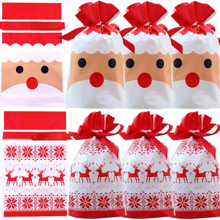24PCS Christmas Treat Bags – Santa Drawstring Candy & Party Favor Bags