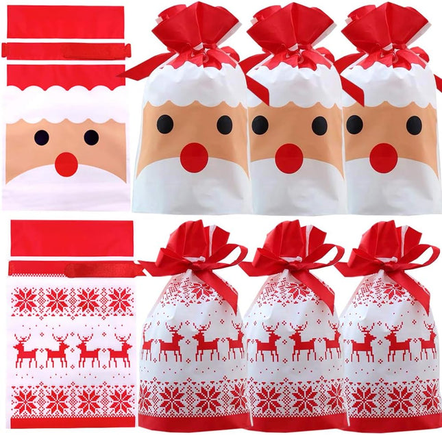24PCS Christmas Treat Bags – Santa Drawstring Candy & Party Favor Bags