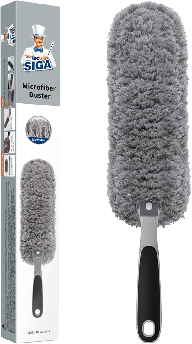 Washable Microfiber Duster Lint Free Gray for Home Cleaning & Dusting