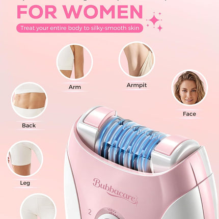 2-Speed Cordless Epilator for Women, 36 Tweezers, LED Light, Facial & Body Hair Removal