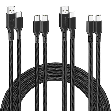4-Pack 3.1FT 60W Braided USB-C & USB-A Fast Charging Cables for iPhone & Devices