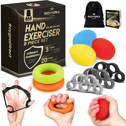 8 Pack Grip Strength Trainer Set for Forearm, Wrist and Finger Exercise