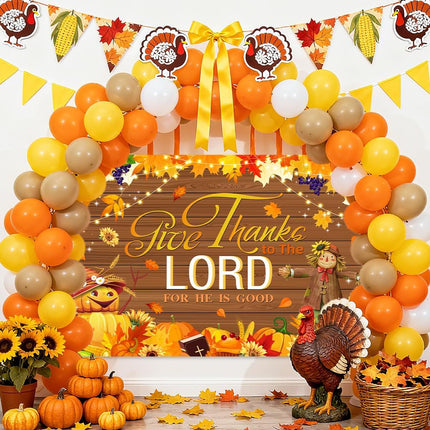 Thanksgiving Photo Backdrop – “Give Thanks to The Lord,” Autumn Decor