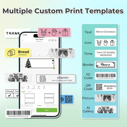 Wireless Bluetooth Label Printer with Tape – Mini Label Maker for Home & Office