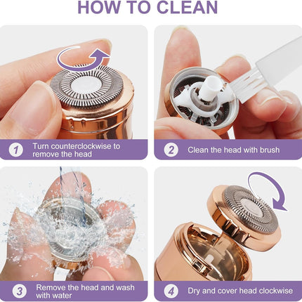 Painless Rechargeable Facial Hair Removal – Portable Shaver with 2 Heads (Purple)