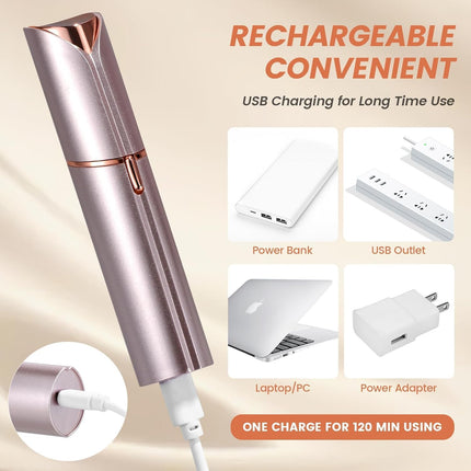 Facial Hair Remover for Women – Portable, Painless, Rechargeable, 2 Heads
