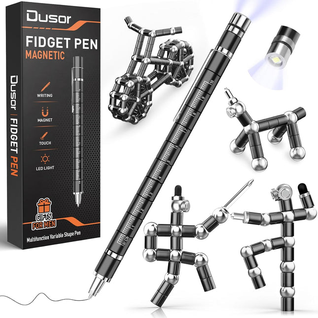 Multifunction Fidget Pen for Men and Teens, LED Light, Stylus, Ruler & DIY Toy