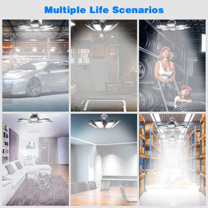 2 Pack 200W LED Garage Lights 6500K 40000LM E26 E27 Screw In 8 Deformable Panels
