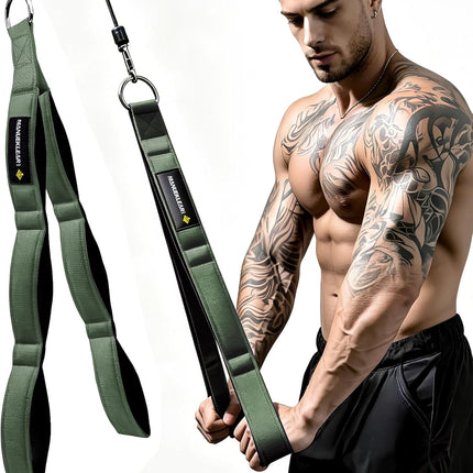 3 Grip Length Tricep Rope Cable Attachment with Ergonomic Handles for Gym