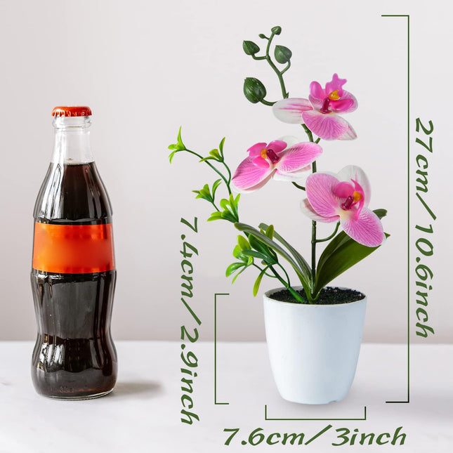 4-Pack Mini Artificial Orchid Flowers – Potted Fake Orchids with Vase, Multi-Color
