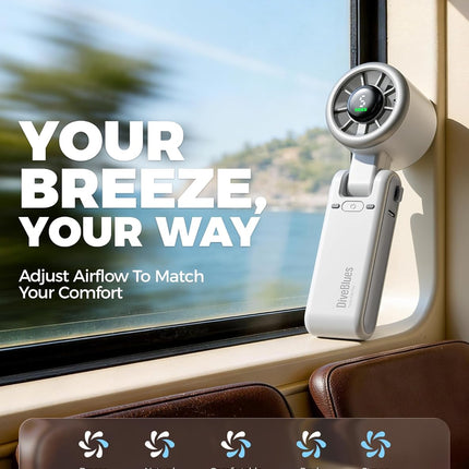 Portable Handheld Turbo Fan, 5-Speed Wind, 12H Battery, 3-in-1 Cooling Fan