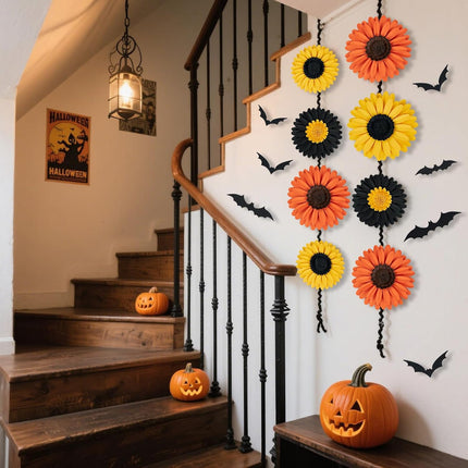Halloween Office Decorations, 3D Bats, Spider Webs & Paper Flowers for Walls