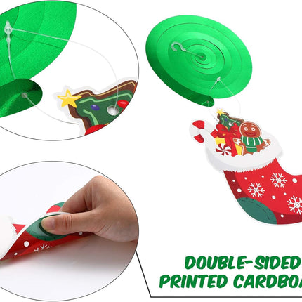 30-Piece Christmas Swirl Hanging Decorations Set – Snowman, Elk & Holiday Sign Decor