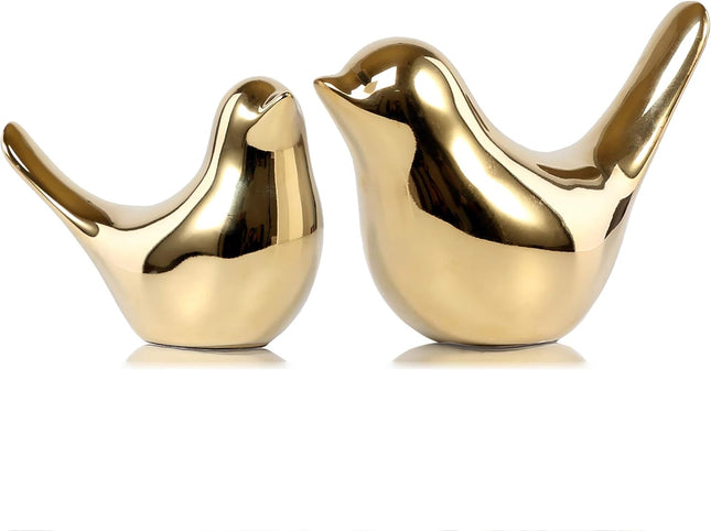 Gold Small Birds Statues – Modern Decorative Figurines for Living Room & Office