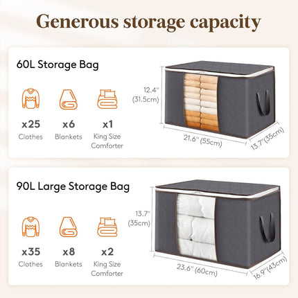 6-Pack Foldable Storage Bins – Clothes & Blanket Organizer with Lids, Clear Window