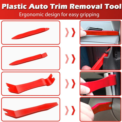 7-Piece Car Trim Removal Tool Kit, Non-Scratch Pry Tools & Clip Pliers, Red