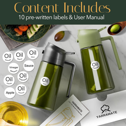 16oz Dark Oil Sprayer Bottle 2 in 1 Olive Oil Dispenser Mister for Kitchen