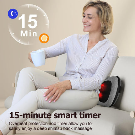 Shiatsu Back Massager with Heat for Neck, Shoulder & Pain Relief Therapy