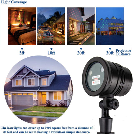Christmas Laser Projector Lights, Red & Green Landscape Spotlight Decorative Patterns Garden & Wall