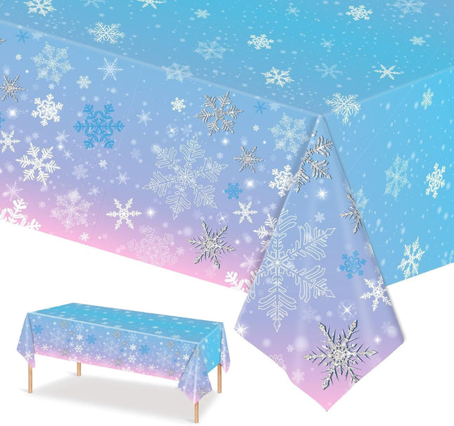 3 Pack Christmas Snowflake Tablecloths 51×86" Winter Wonderland Decor