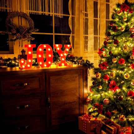 Christmas LED Marquee Lights – "JOY" 3-Piece Light Up Letters for Holiday Decor