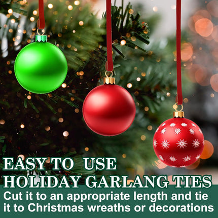 Christmas Wreath & Garland Ties 120Ft – Red Nylon Adjustable Straps