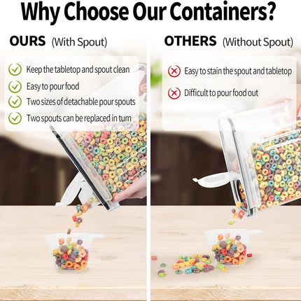 4-Pack 4L Cereal Containers – Airtight Food Storage with Pour Spout & Labels