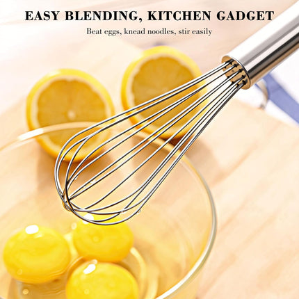 3 Pack Stainless Steel Whisks 8" 10" 12" Balloon Whisk Set for Cooking Baking