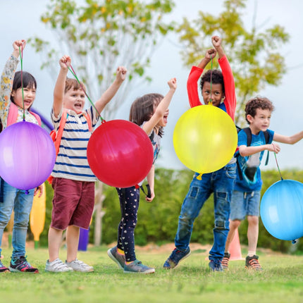 30pcs Neon Punch Balloons – Heavy Duty Kids Party Favors with Handles