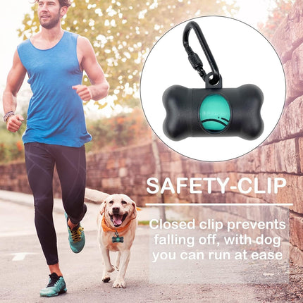 Poop Bag Dispenser for Dogs – Leak-Proof Scented Bags with Carabiner & Fastener (Black)