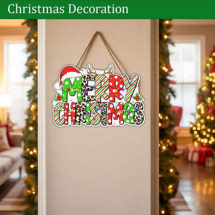Merry Christmas Door Hanger – Winter Season Holiday Door Decoration Sign