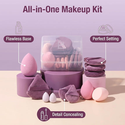 14PCS Makeup Sponge Set Triangle Puff Beauty Blender with Travel Case