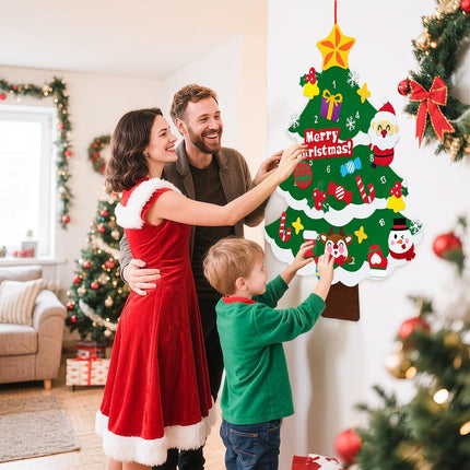 3ft DIY Felt Countdown to Christmas Advent Calendar – 24 Ornaments for Wall Hanging