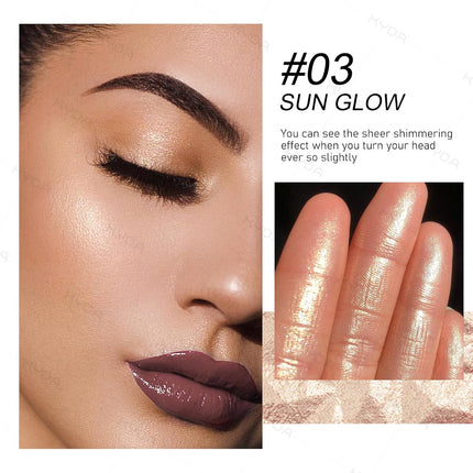Sun Glow Face Highlighter Palette, Baked Powder, Pearl Shimmer, Champagne Glow Makeup