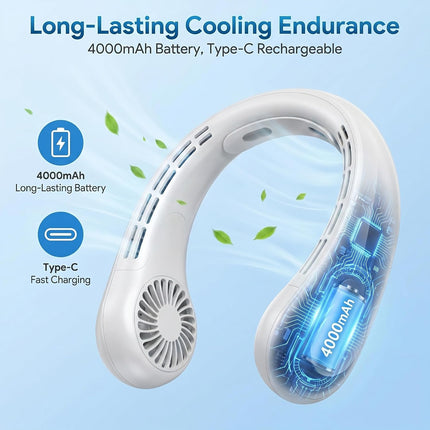 Portable Neck Fan Rechargeable Bladeless 5 Speed Personal Fan for Travel Home