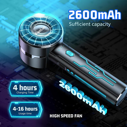 2PCS Portable Handheld Turbo Fan, 7000RPM High-Speed USB Rechargeable Cooler