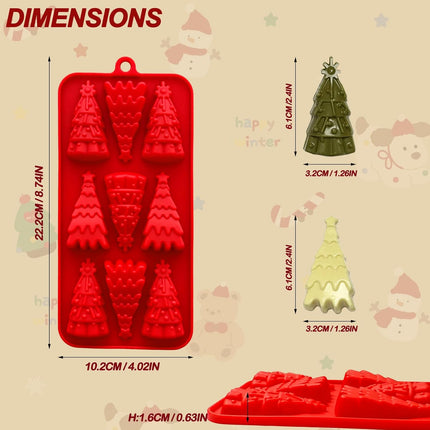 2PCS Christmas Tree Silicone Molds – Chocolate, Candy, Candle & Resin Baking Mold