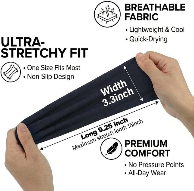 6 Pack Wide Headbands for Women Non Slip Sweat Wicking Workout Yoga Hair Bands