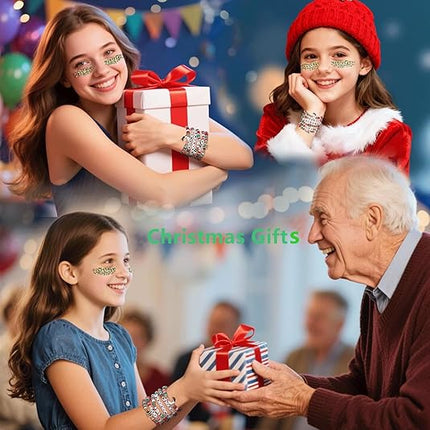 6PCS Christmas Bracelets for Women – Candy-Style Red, White & Green Set