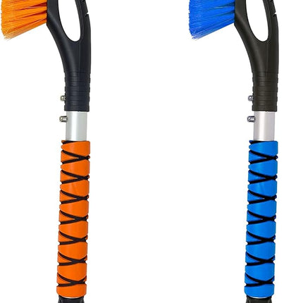 27" Car Snow Brush & Ice Scrapers (2 Pack), Scratch-Free Bristle, Aluminium Body