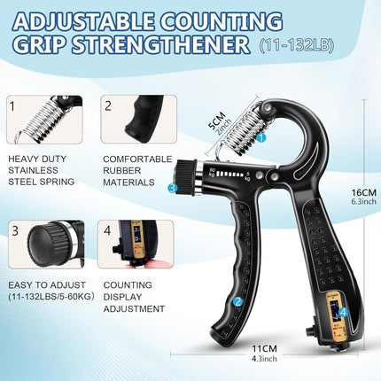 Grip Strength Exerciser Kit for Hand, Wrist, Finger and Forearm Workout