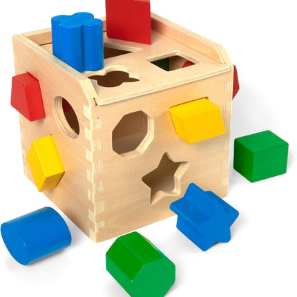 Shape Sorting Cube Wooden Classic Toy 12 Shapes Educational Kids Learning