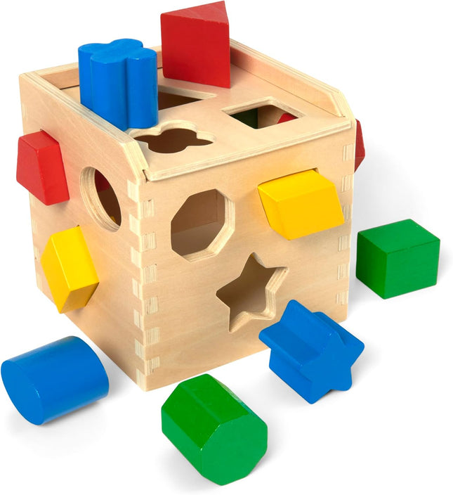 Shape Sorting Cube Wooden Classic Toy 12 Shapes Educational Kids Learning