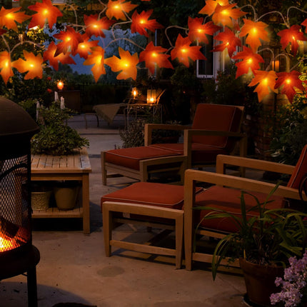 Fall Lighted Leaf Garland 2 Pack – 20FT Battery LED String for Indoor Outdoor Decor